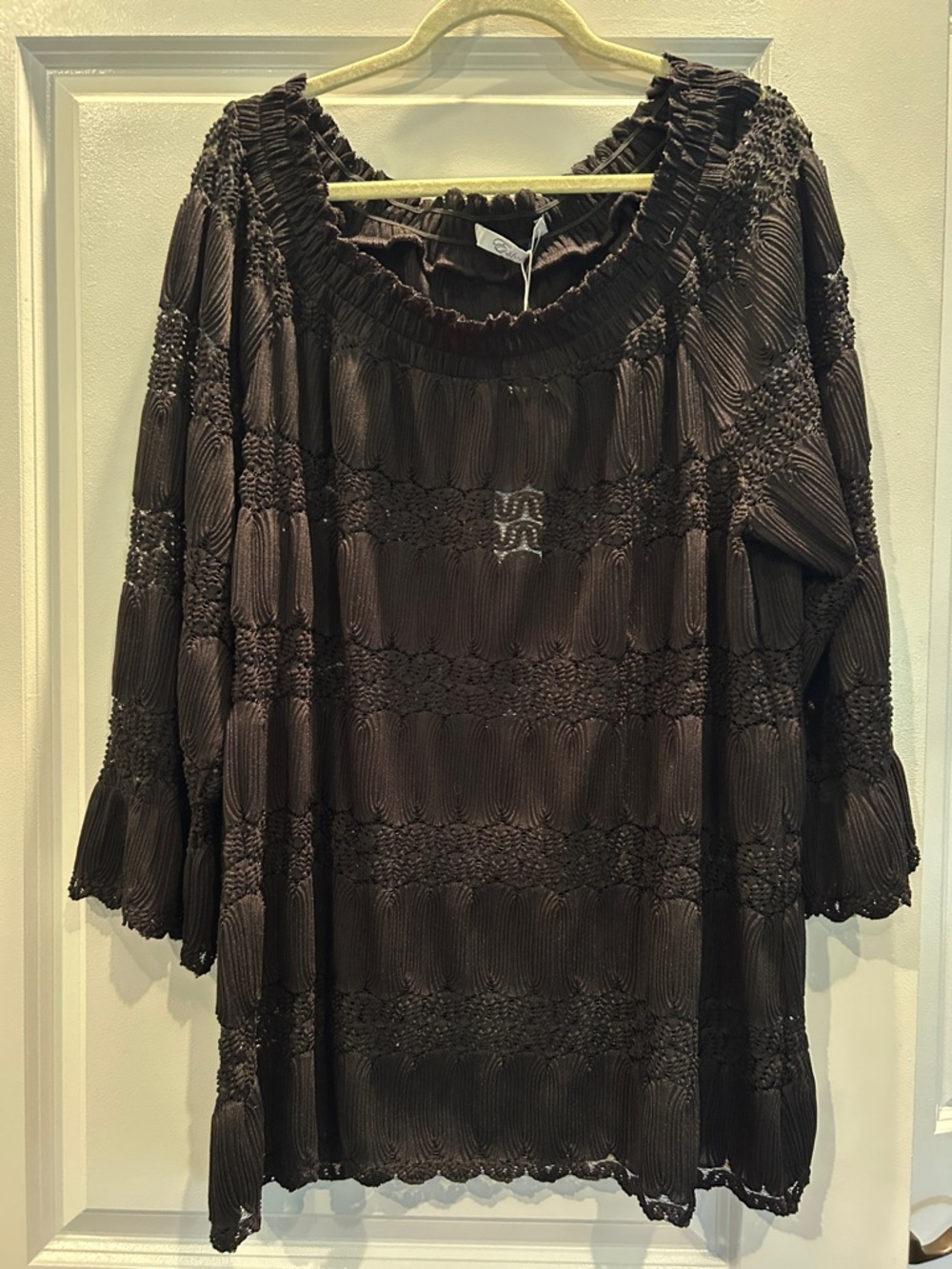 Relaxed Chocolate Brown Smocked Boho Tunic